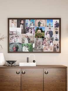 覆古怀旧老式超大相框空框多张照片组合挂墙80年代木头做旧像片框