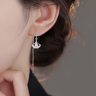 2025新款 扇形流苏耳线女古风高级感银杏叶耳坠轻奢简约显脸廋耳环