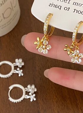 925银针花朵流苏耳环2026新款小众高级感精致耳扣森系独特耳饰