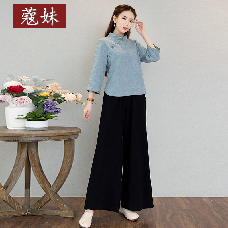 中国风汉服中式唐装养生馆采耳工作衣民国风复古女装棉麻禅意茶服