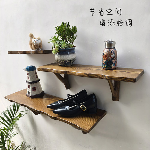 实木隔板置物架壁挂式收纳架
