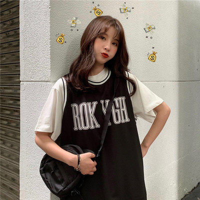 여성용 캐주얼 스포츠 슈트 한국판 다용도 캐미솔 여성용 여름용 아우터 농구복 인트 트렌디 상의