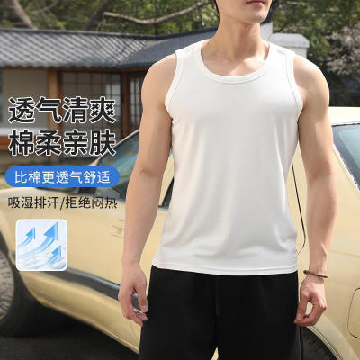夏季男士速干背心无袖透气运动坎肩冰丝健身打底衫男款清爽薄款