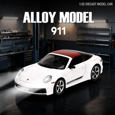 众源兴1:32宝石捷911Targa合金跑车模型转向避震三挡开关儿童玩具