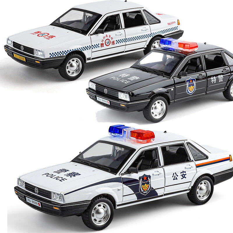 新款 新豪迪/大众桑塔纳警车模型仿真合金汽车驾校车教练车玩具