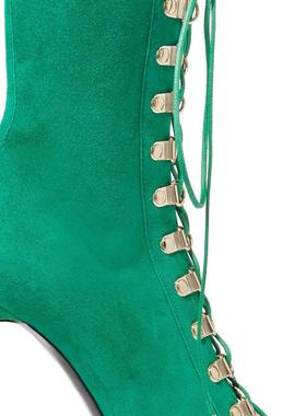 欧美女士棕色黑色绿色米色系带开口细高跟踝靴外贸大码eBay速卖通