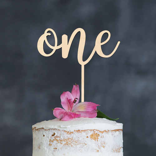 One Cake Topper 木制宝宝一周岁蛋糕插牌生日派对蛋糕装饰插件