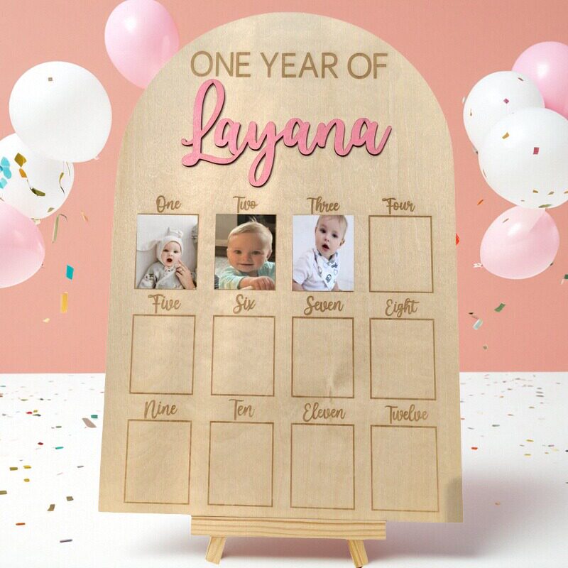 Babies First Year Birthday Board 定制宝宝名字月份照片展示牌