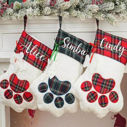 Customized names Christmas socks定制圣诞节装饰宠物名字圣诞袜