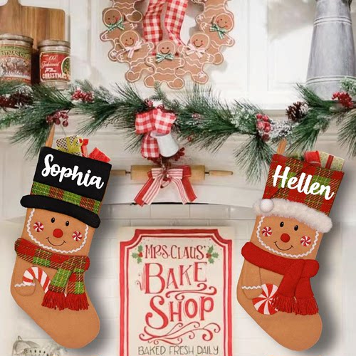 Custom Christmas Stocking 定制名字圣诞袜姜饼人圣诞节礼物袋