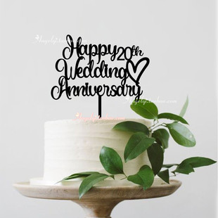 Custom Happy Anniversary Cake Topper定制婚礼周年纪念蛋糕插牌