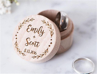 Custom Wedding Ring Box 定制姓名圆戒指盒 婚礼木制戒指盒求婚