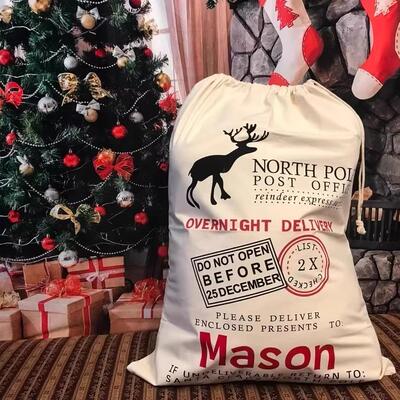 圣诞节装饰袋定制名字圣诞袋Customized Name Christmas Gift Bag