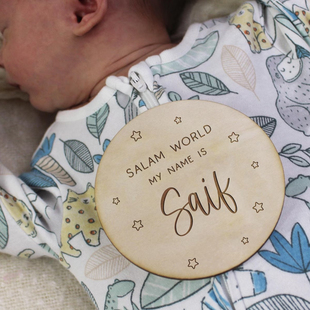 定制新生儿名字牌纪念品宝宝出生告示牌出生礼物 Sign Baby Name