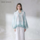 少女风两色条纹晕染V领花边衬衫 GUO JINGYI2026春夏新品 女士百搭