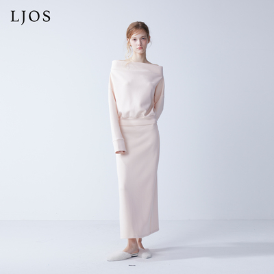 LJOS｜休闲修身半裙云朵白樱花粉2025早秋优雅半身裙百搭