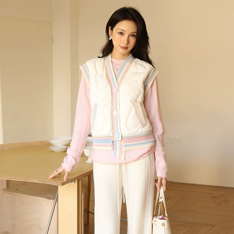 洲升/CHAU.RISING2025秋冬新款白鹅绒羊绒拼接马甲保暖显瘦羽绒女