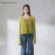 优雅高级黄绿色针织系带肌理开衫 GUO JINGYI2026春夏新品 女士百搭