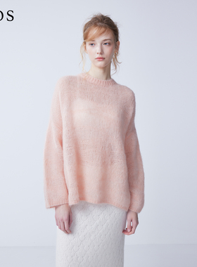 LJOS｜橘子晚霞绵羊毛廓形套头毛衣2025早秋长袖针织上衣