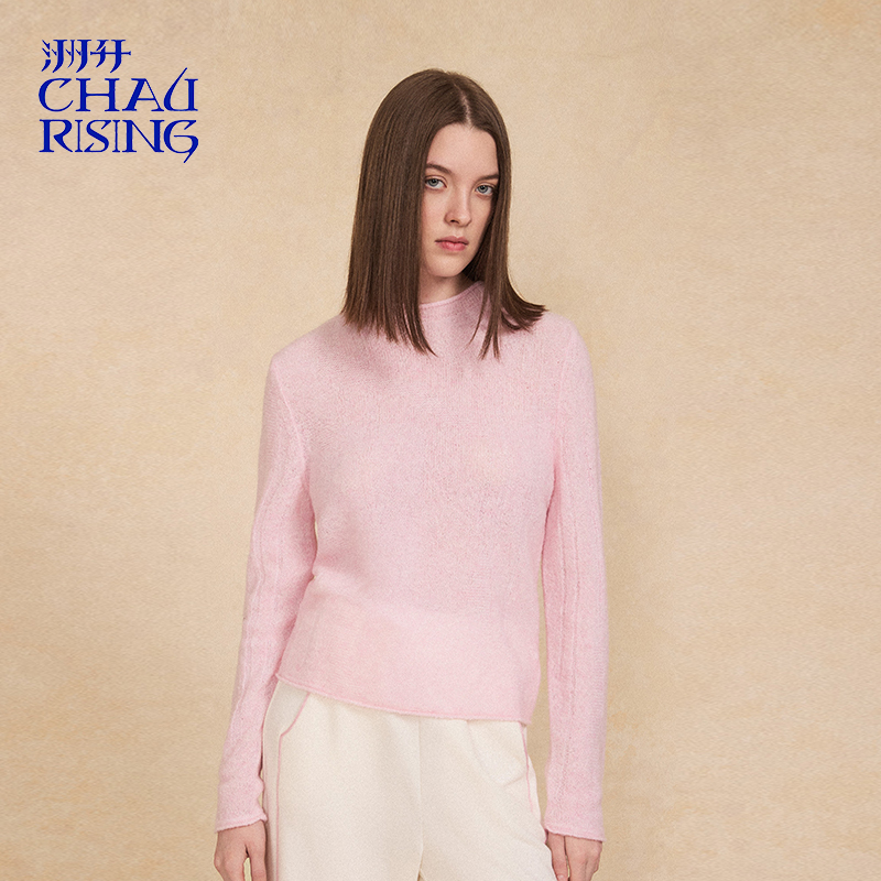 洲升/CHAU.RISING2025秋冬新款圈圈羊绒羊毛混纱女衫简约打底毛衣
