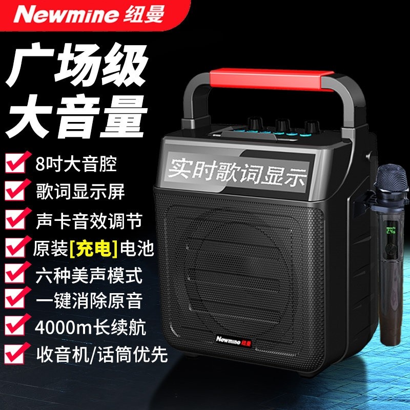 纽曼 户外k歌蓝牙音箱大音量广场用小型便携舞音响电木吉他乐器专