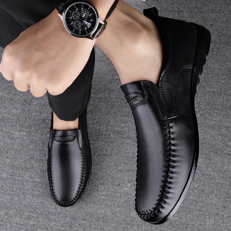 哥叔男士头层牛皮皮鞋懒人驾车鞋