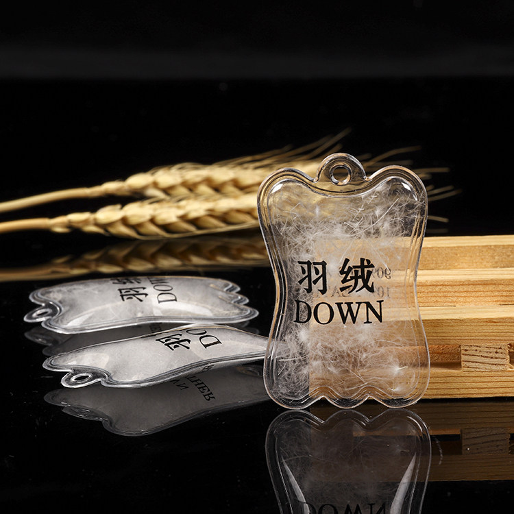 厂家供应服装羽绒标 PVC透明气泡标个性图案羽绒服成分标订制
