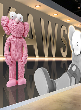 kaws潮流装饰墙贴纸自粘贴画潮牌服装店壁画个性防水芝麻街墙纸