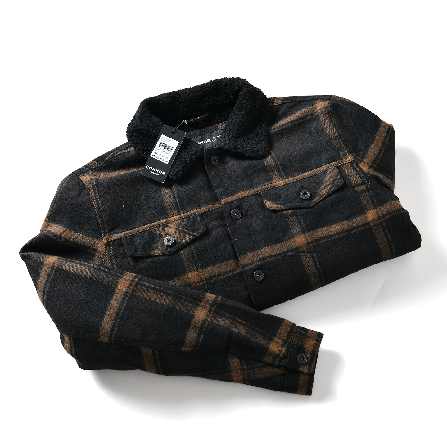 【出口单~加绒保暖-外贸尾货】秋冬季男士休闲户外格子衬衫外套潮