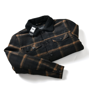 外贸尾货 加绒保暖 秋冬季 男士 外套潮 休闲户外格子衬衫 出口单