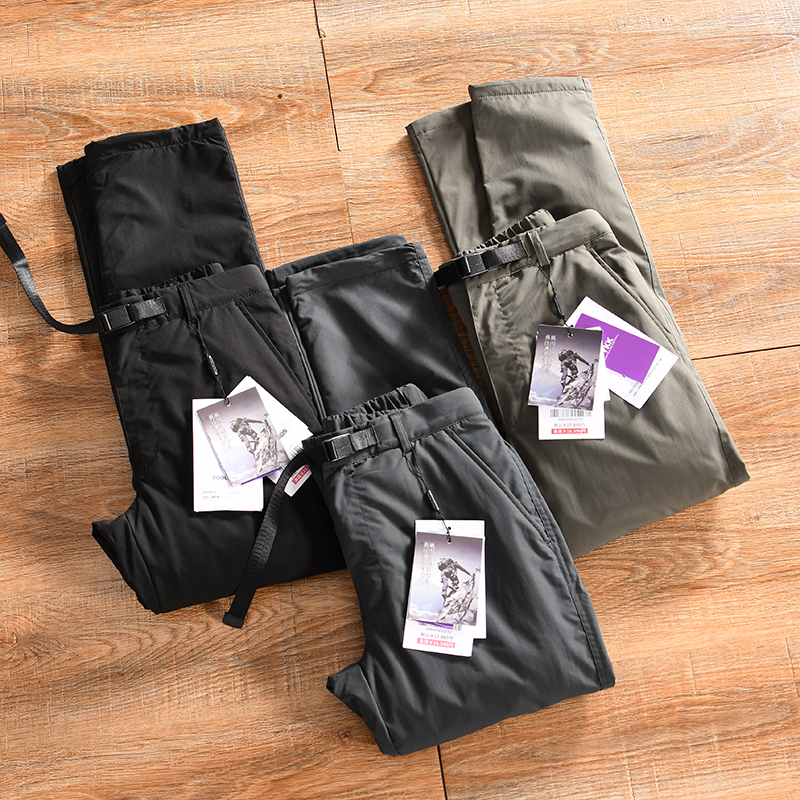 【日单~DWR防泼水-内里摇粒绒】秋冬季男士户外运动加绒直筒长裤