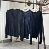 100羊毛 春秋季 男士 出口余单 日系休闲百搭针织开衫 V领毛衣外套