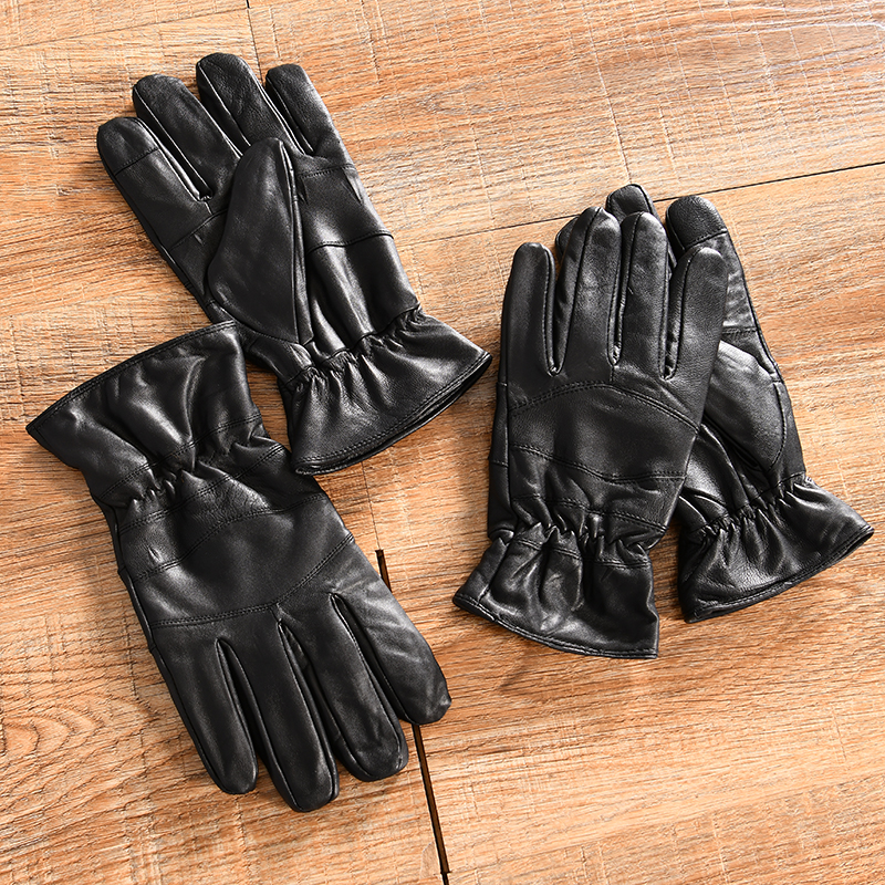 【出口单-软糯羊皮+内里薄绒~外贸尾货】秋冬季男女同款真皮手套