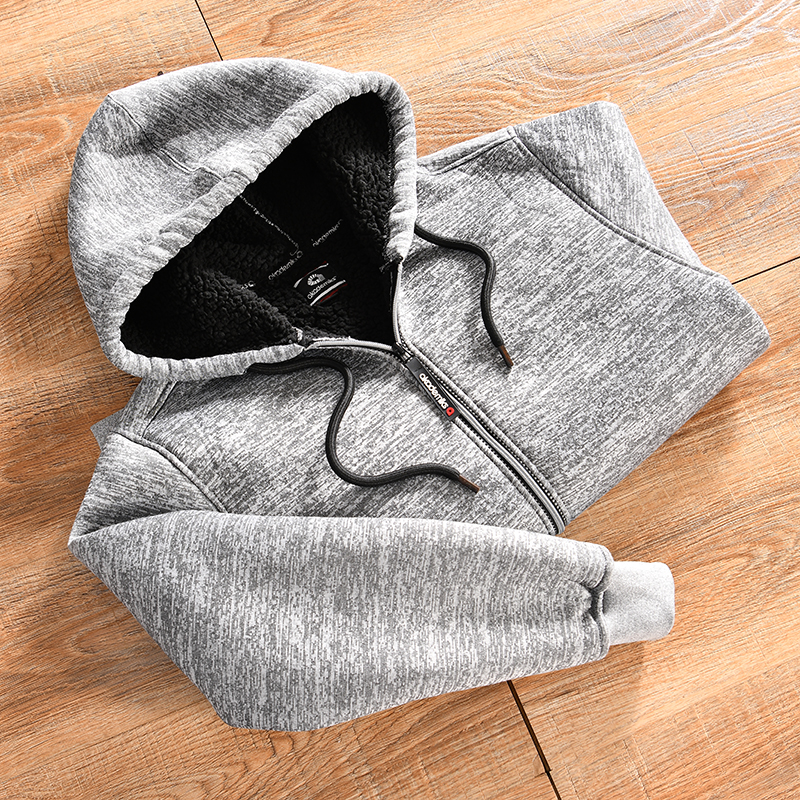 【欧美小众-加绒加厚-外贸尾货】秋冬季男士连帽休闲开衫卫衣外套