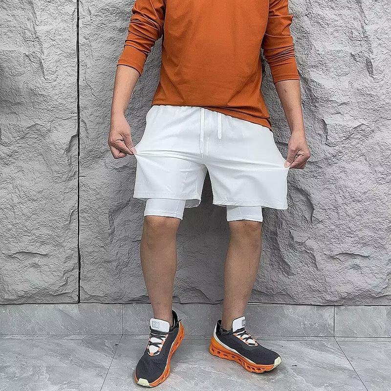 北美小众+假两件-外贸尾货！夏季男士运动五分裤跑步休闲速干短裤
