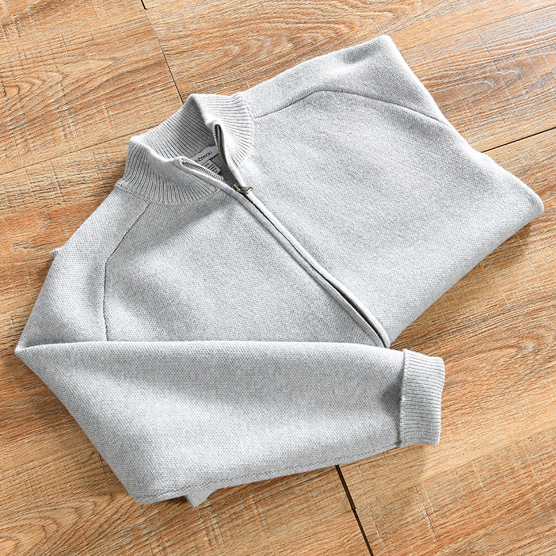 秋冬季外贸尾货立领全棉针织开衫