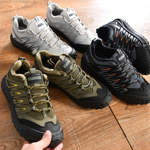 【公司单-加绒保暖+3M反光】冬季男士户外运动登山徒步防滑休闲鞋