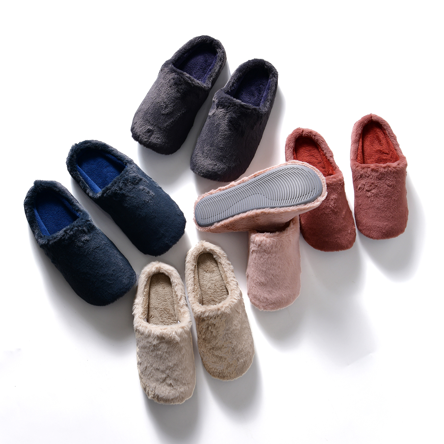 【出口单~加绒内里~外贸尾货】秋冬季男女情侣款家居休闲半包拖鞋