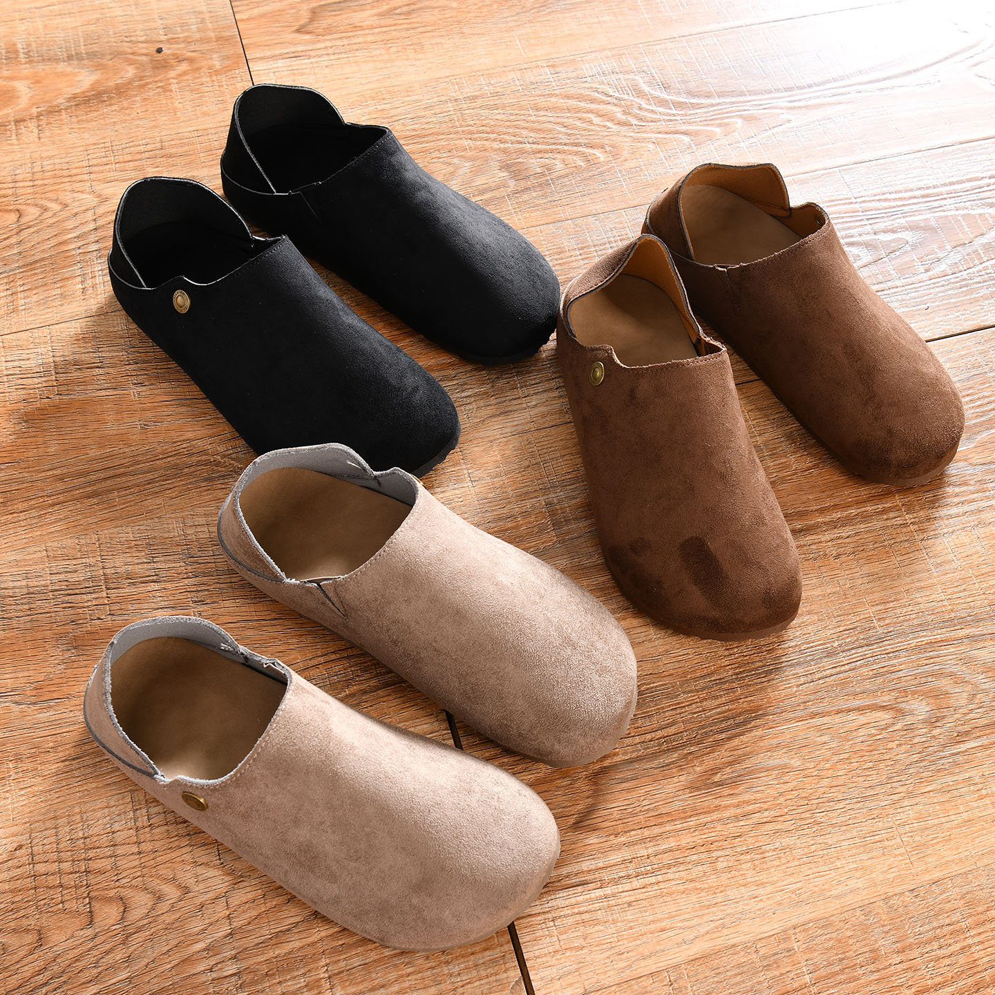 【反绒鞋面+加厚鞋垫~ODM订单】春秋男士一脚蹬懒人鞋休闲勃肯鞋