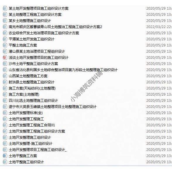 城镇农村土地开发整理整治平整施工方案组织设计农田水利灌溉资料