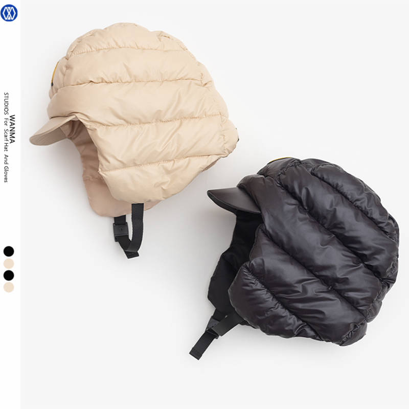 轻便保暖  护耳骑车羽绒棉帽子女冬季摩托车头盔内胆防风短檐加厚