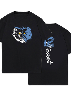 dpoy原创小众设计水墨灰熊莫兰特重磅纯棉男春季t恤短袖美式印花