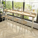 北欧实木吧台桌简约现代家用阳台窄桌靠窗长条桌奶茶店高脚桌椅