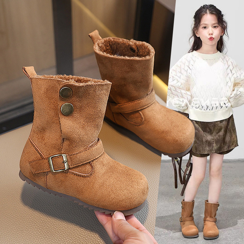 女童勃肯鞋加绒保暖棉靴2025冬季新款儿童复古风羊羔绒时尚中筒靴,童鞋/婴儿鞋/亲子鞋,棉靴,淘宝优惠券,粉丝福利购,淘宝优惠卷