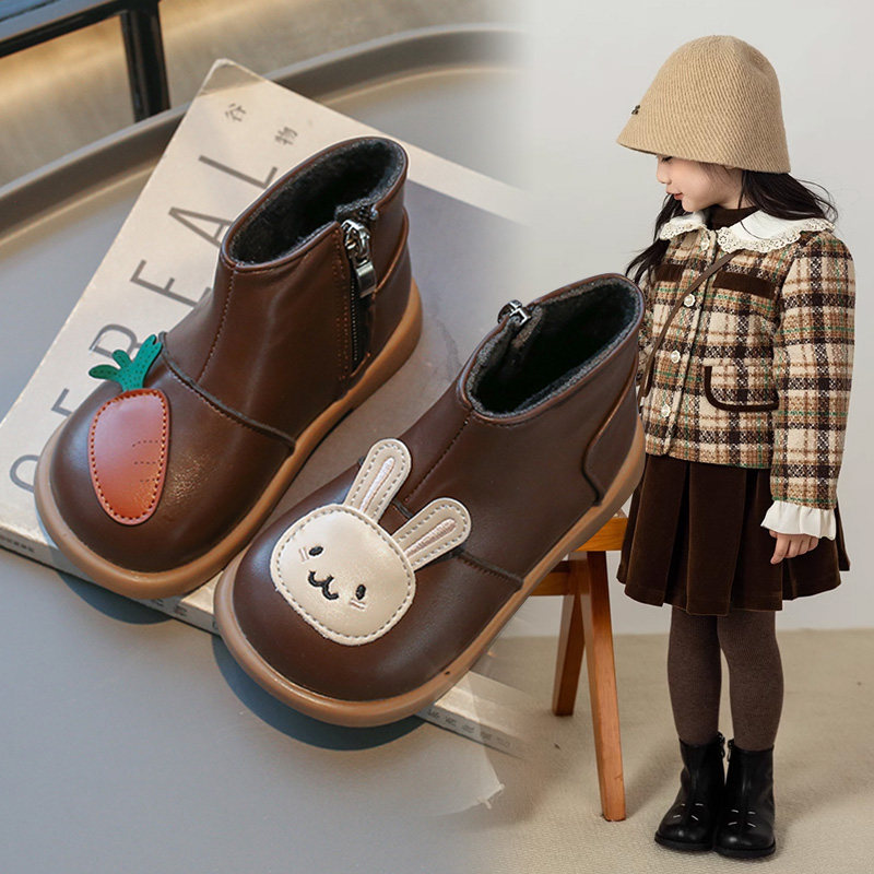 儿童小兔皮靴冬季加绒保暖女宝靴子秋冬小童短靴软底宝宝公主棉鞋,童鞋/婴儿鞋/亲子鞋,皮靴,淘宝优惠券,粉丝福利购,淘宝优惠卷