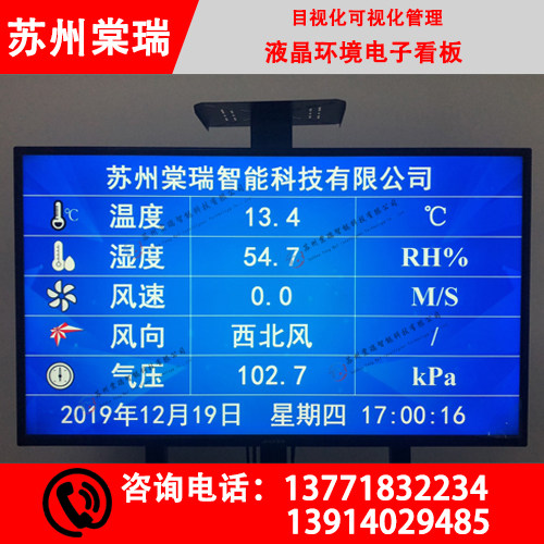 室内环境液晶电子看板网口通信IP地址可改噪音PM10温湿度监测系统