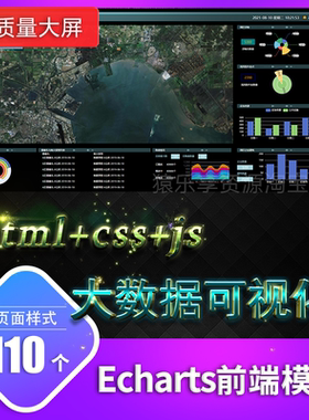 echarts智慧大数据可视化html前端源码动态交互数据大屏图表110款