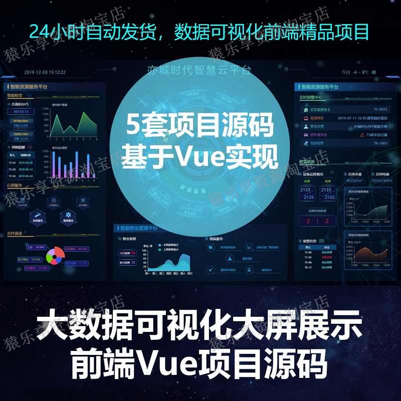 数据可视化大屏vue源码5款前端项目echarts图表驾驶舱大数据展示