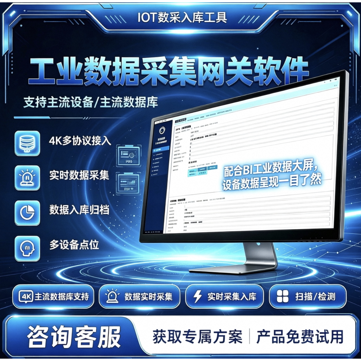 数据大屏看板工控上位机采集modbus网关数采plc车间大屏设备mqtt