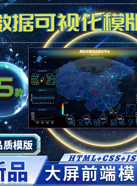 数据可视化echarts项目大数据展示可视化大屏html模板源码前端115